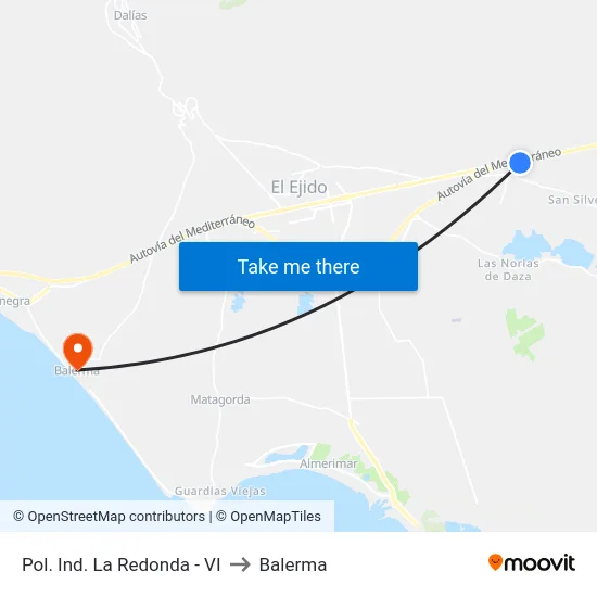 Pol. Ind. La Redonda - VI to Balerma map