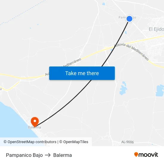 Pampanico Bajo to Balerma map