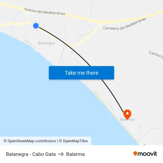 Balanegra - Cabo Gata to Balerma map