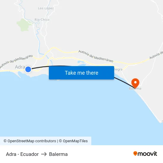 Adra - Ecuador to Balerma map