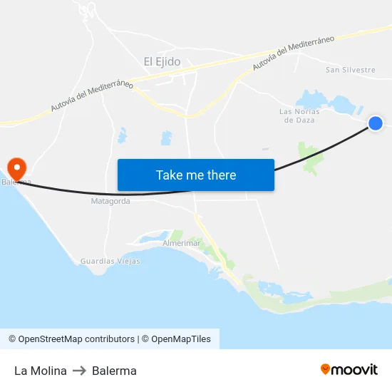 La Molina to Balerma map