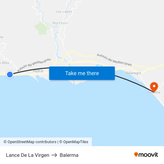 Lance De La Virgen to Balerma map