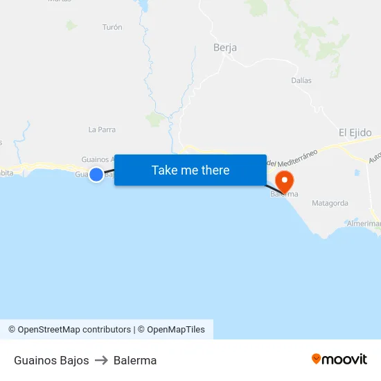 Guainos Bajos to Balerma map