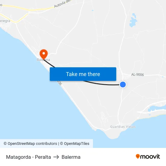 Matagorda - Peralta to Balerma map