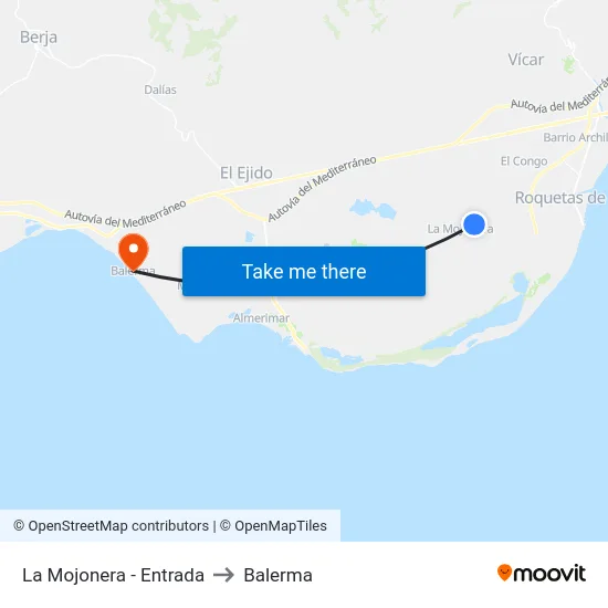 La Mojonera - Entrada to Balerma map