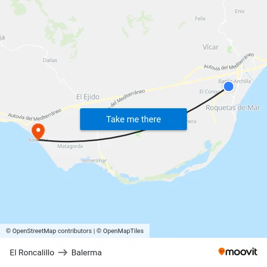 El Roncalillo to Balerma map