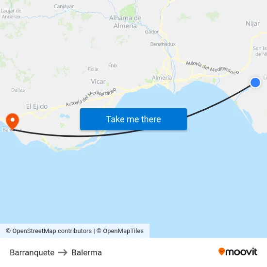 Barranquete to Balerma map