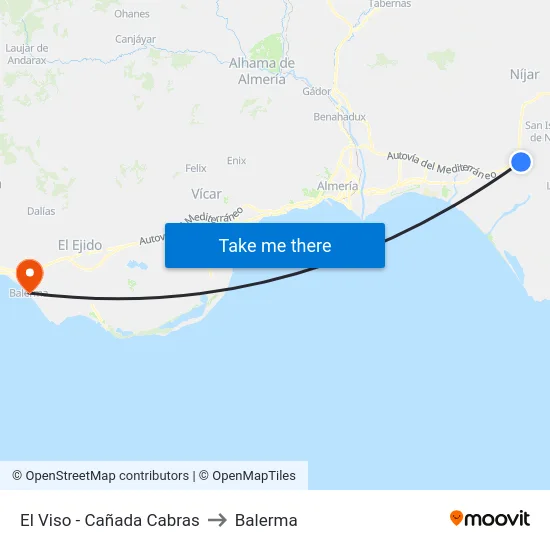 El Viso - Cañada Cabras to Balerma map