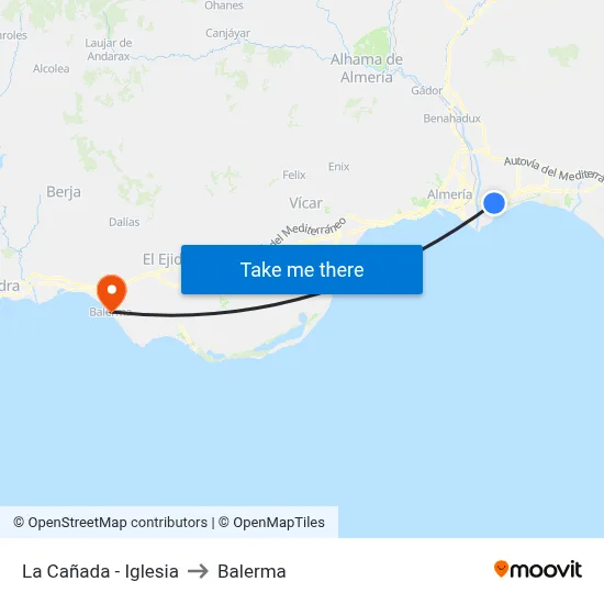 La Cañada - Iglesia to Balerma map