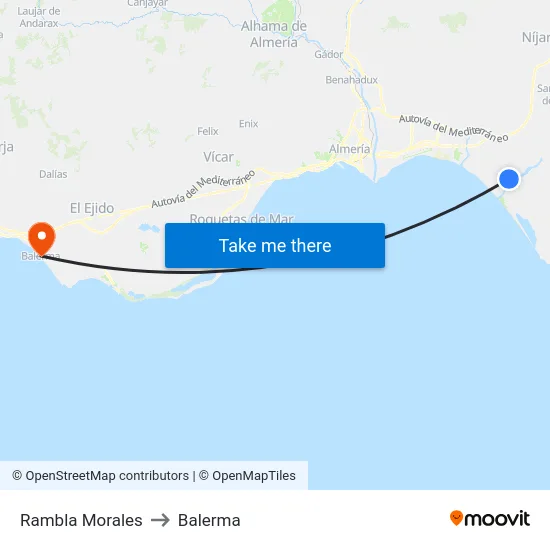 Rambla Morales to Balerma map