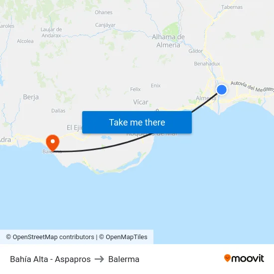 Bahía Alta - Aspapros to Balerma map