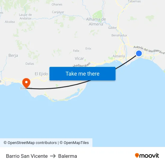 Barrio San Vicente to Balerma map