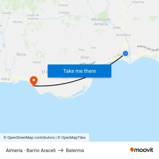 Almería - Barrio Araceli to Balerma map
