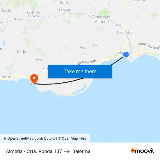 Almería - Crta. Ronda 137 to Balerma map