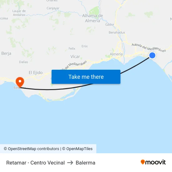 Retamar - Centro Vecinal to Balerma map