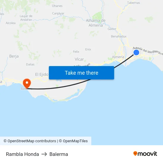 Rambla Honda to Balerma map