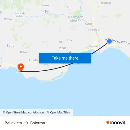 Bellavista to Balerma map