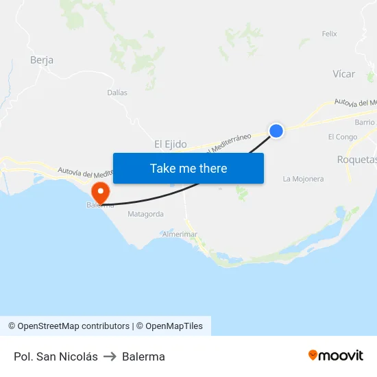 Pol. San Nicolás to Balerma map