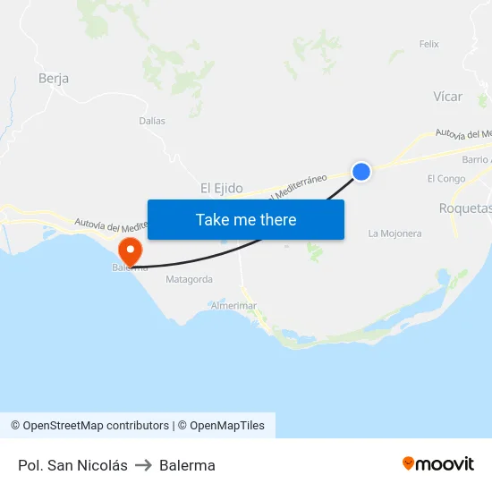 Pol. San Nicolás to Balerma map