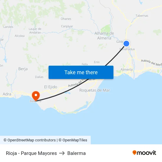 Rioja - Parque Mayores to Balerma map