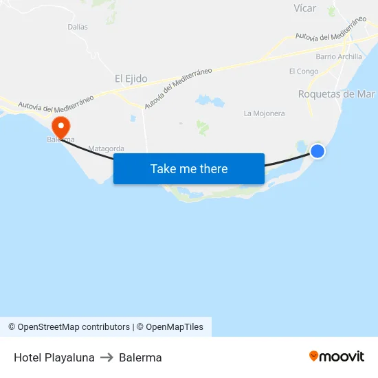 Hotel Playaluna to Balerma map