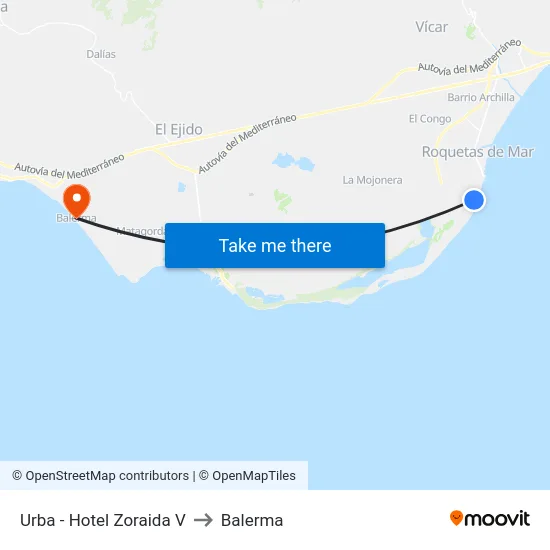 Urba - Hotel Zoraida V to Balerma map