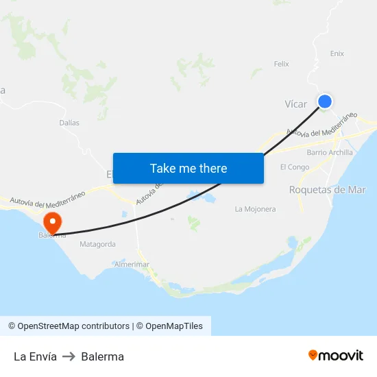 La Envía to Balerma map
