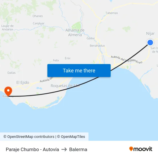 Paraje Chumbo - Autovía to Balerma map