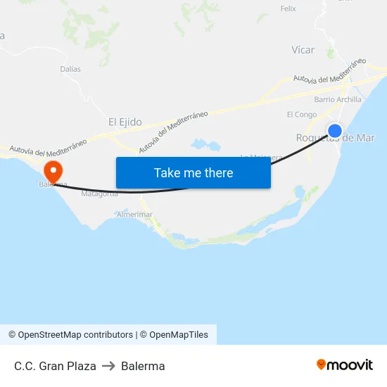 C.C. Gran Plaza to Balerma map