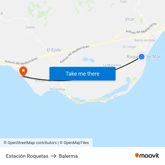 Estación Roquetas to Balerma map