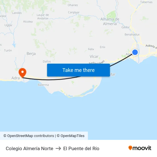 Colegio Almería Norte to El Puente del Río map