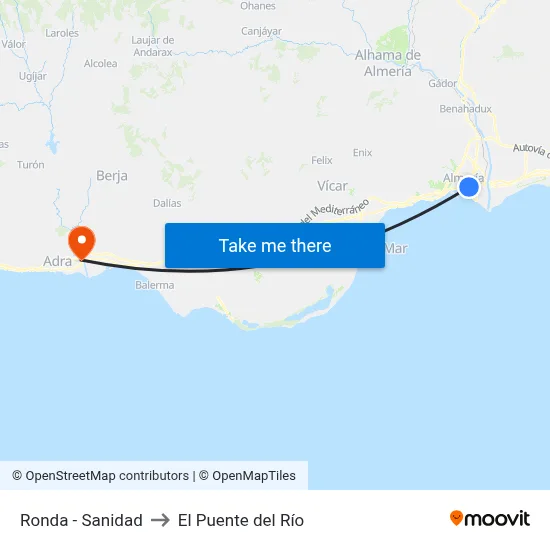 Ronda - Sanidad to El Puente del Río map