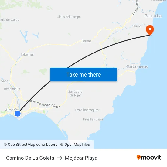 Camino De La Goleta to Mojácar Playa map
