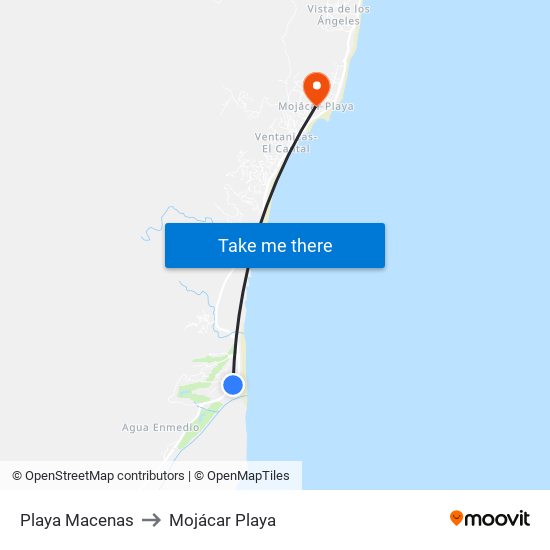 Playa Macenas to Mojácar Playa map