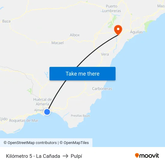 Kilómetro 5 - La Cañada to Pulpí map