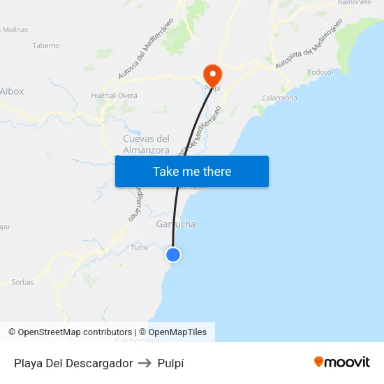 Playa Del Descargador to Pulpí map