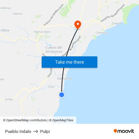 Pueblo Indalo to Pulpí map