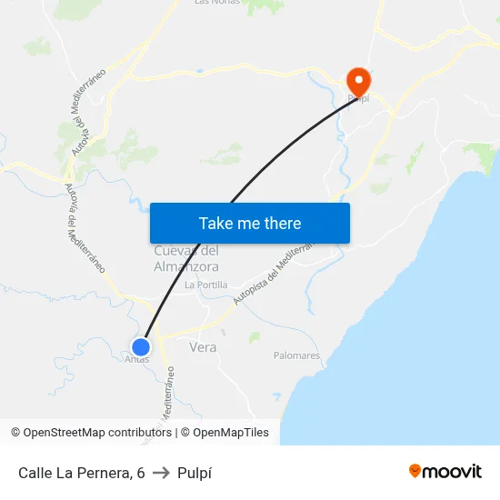 Calle La Pernera, 6 to Pulpí map