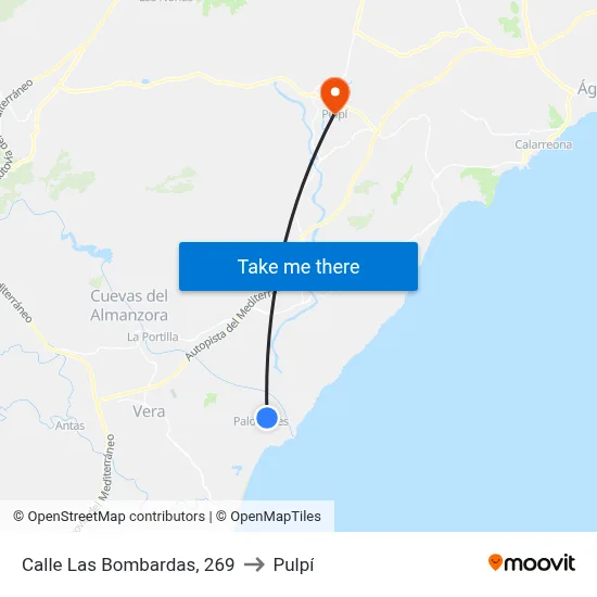 Calle Las Bombardas, 269 to Pulpí map