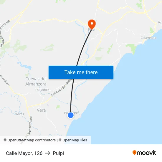 Calle Mayor, 126 to Pulpí map