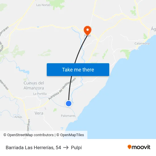 Barriada Las Herrerías, 54 to Pulpí map