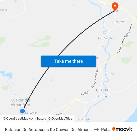 Estación De Autobuses De Cuevas Del Almanzora to Pulpí map