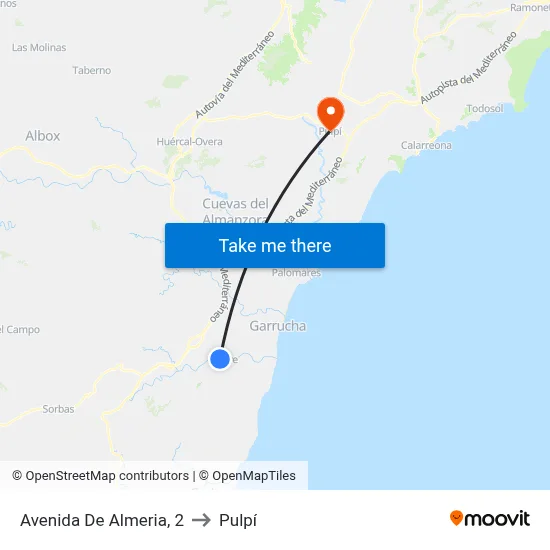 Avenida De Almeria, 2 to Pulpí map