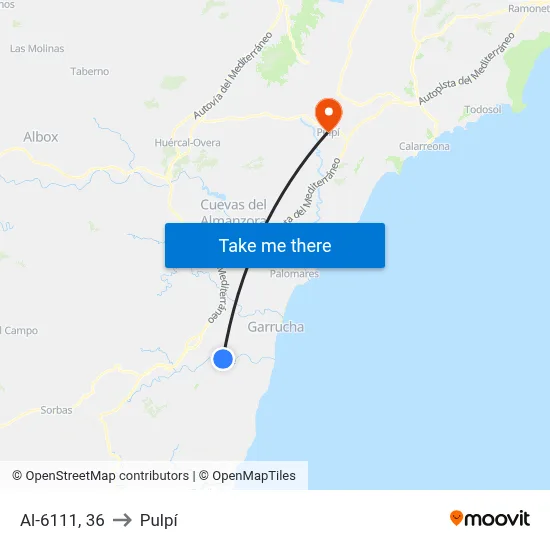 Al-6111, 36 to Pulpí map