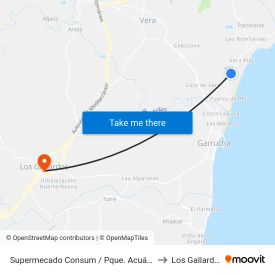 Supermecado Consum / Pque. Acuático to Los Gallardos map