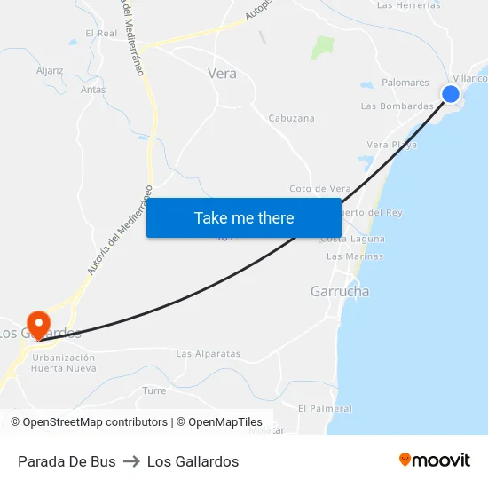 Parada De Bus to Los Gallardos map