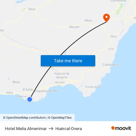 Hotel Melia Almerimar to Huércal-Overa map