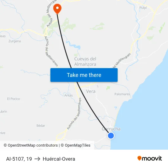 Al-5107, 19 to Huércal-Overa map