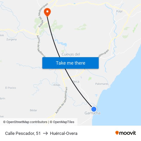 Calle Pescador, 51 to Huércal-Overa map