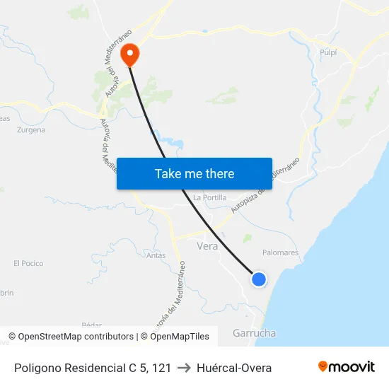 Poligono Residencial C 5, 121 to Huércal-Overa map